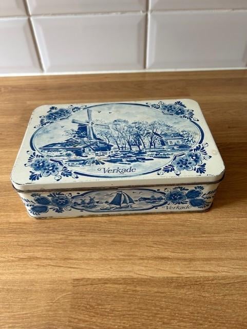 i3-Verkade vintage koekblik 21x14x6cm, Ophalen of Verzenden, Gebruikt