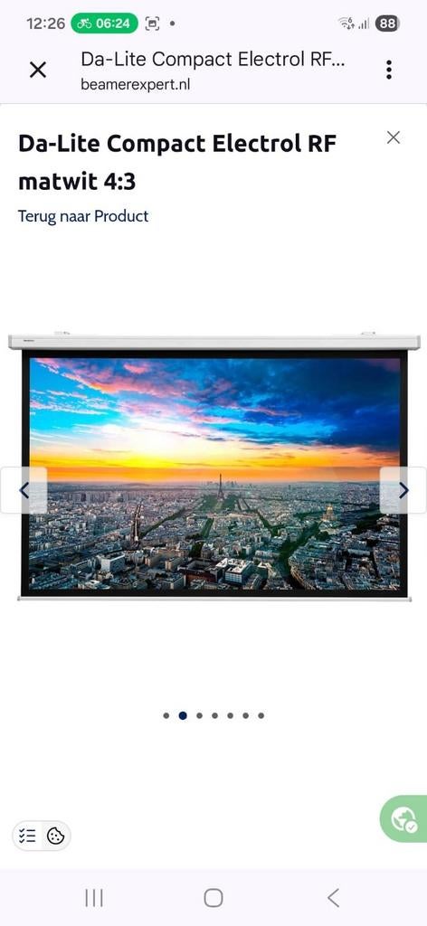 Da-Lite Compact Electrol RF matwit 4:3 projectiescherm, Audio, Tv en Foto, Projectieschermen, Ophalen, Elektrisch, Gebruikt