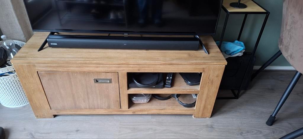 Robuuste set: tv-meubel, eettafel, salontafel van Sanders, Huis en Inrichting, Kasten | Televisiemeubels, Ophalen, Gebruikt, Eikenhout