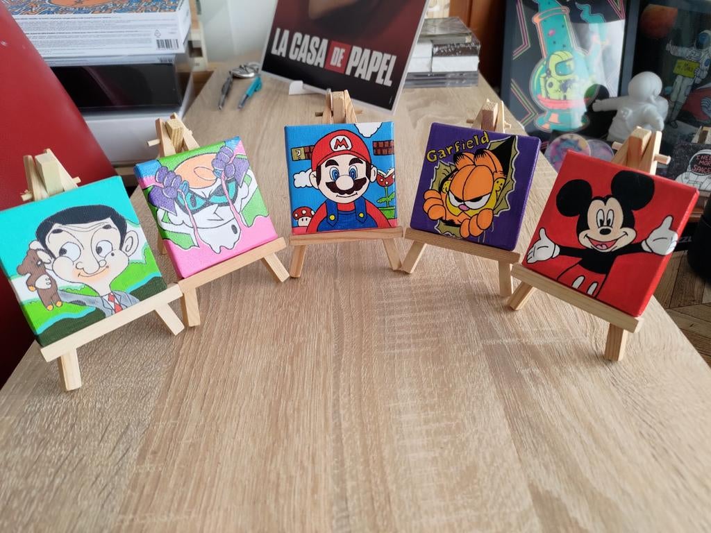 Handgeschilderd 7x7cm mini canvas, Ophalen of Verzenden