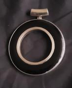 Fraaie grote ronde 925 zilveren hanger met onyx, Overige voorstellingen, Verzenden, Zwart, Zo goed als nieuw