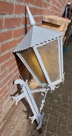 Antieke Smeedijzeren buitenlamp (hoeklamp)jaren 30/40, Ophalen, Gebruikt, Wandlamp, Netvoeding