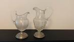 Glazen kannetjes met ijzeren onderkant, Antiek en Kunst, Antiek | Glas en Kristal, Ophalen of Verzenden