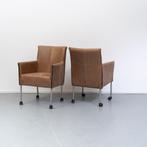 4x Milano Designer Eetkamerstoel Cognac Leer - RVS/Wiel, Niet ingevuld, Bruin, Niet ingevuld, Nieuw