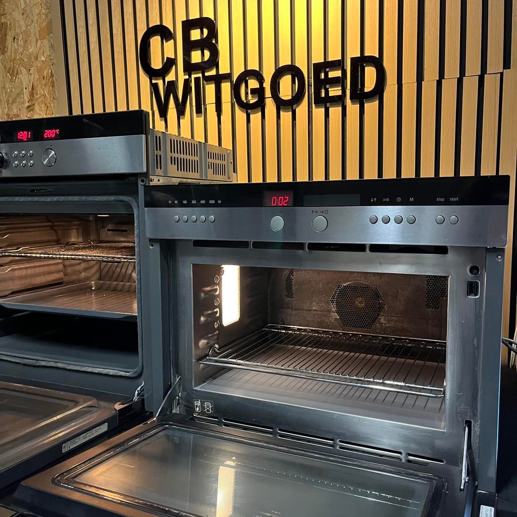 Luxe siemens set combi oven magnetron + solo oven, Refurbished, Oven met grill, Inbouw, 45 tot 60 cm