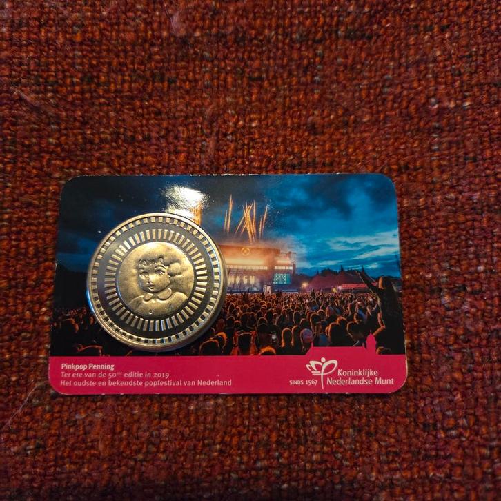 Pinkpop Penning 2019 - 50e editie Coincard Koninklijke Munt, Postzegels en Munten, Penningen en Medailles, Overige materialen
