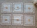 Vintage katoenen servetten met bloemenmotief, Ophalen of Verzenden, Gebruikt, Rechthoek