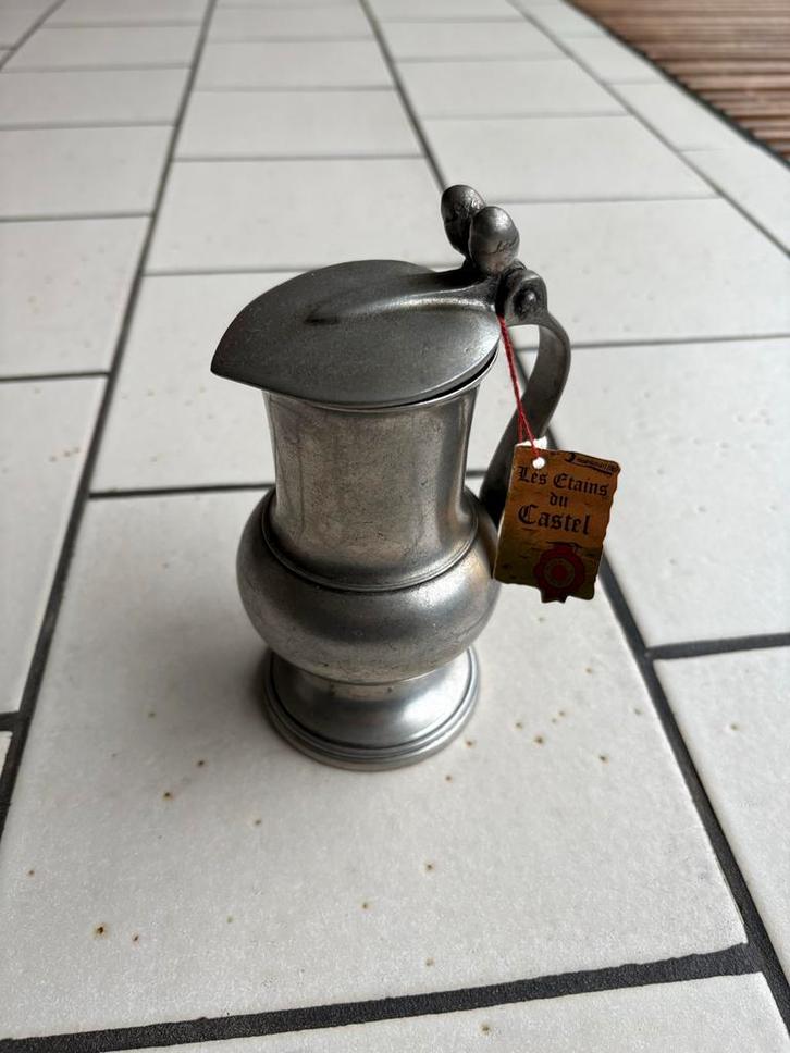 Vintage Tinnen Franse Schenkbeker tin met Eikels, Antiek en Kunst, Antiek | Tin, Ophalen of Verzenden