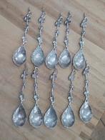 Antieke vzilvere lepeltj met druivenrank motief - Set van 10, Ophalen of Verzenden