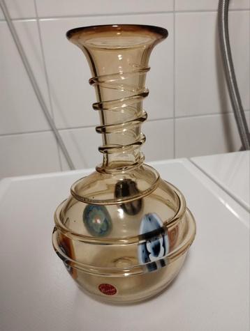 Vintage jaren 50 Murano millefiori murrine swirled ribb vaas beschikbaar voor biedingen