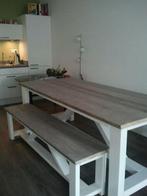 Steigerhout eettafel incl bijbehorende zitbank, Ophalen, Gebruikt, 200 cm of meer, 50 tot 100 cm