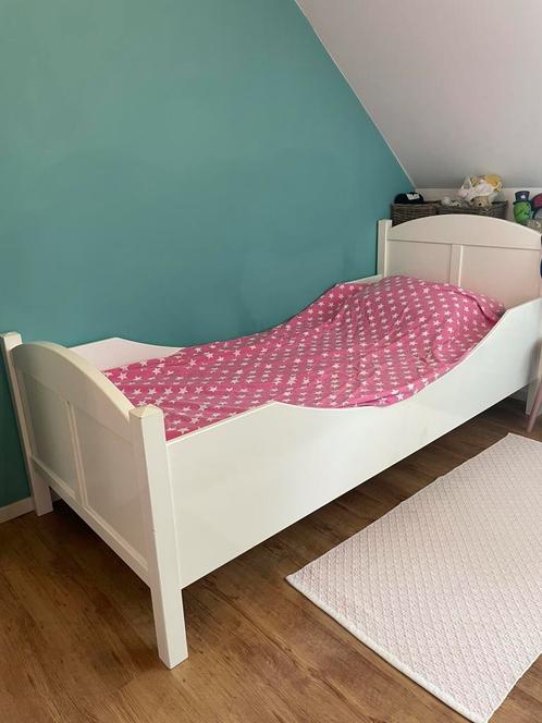 1 pers houten bed 90x200, Huis en Inrichting, Slaapkamer | Bedden, Gebruikt, Eenpersoons, 90 cm, 200 cm, Hout, Wit, Ophalen