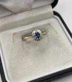 Vintage 9 karaat topaas en diamant, Sieraden, Tassen en Uiterlijk, Ringen, Vintage, Vintage, Vintage, Ophalen of Verzenden