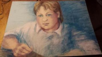 Mooie krijt tekening Carla van Leeuwen 1987 beschikbaar voor biedingen