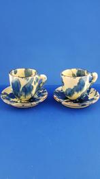 2x kop en schotel, vintage fat lava stijl. 6A5, Tweedehands verkoop, Tweedehands verkoop, Gebruikt, Ophalen of Verzenden