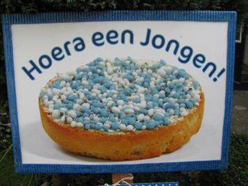 Leuk geboortebord Beschuit met blauwe muisjes en veel andere beschikbaar voor biedingen
