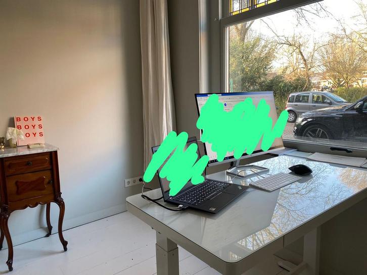 Euroseats Elektrisch Bureau - 120x60 - Glas Wit, Huis en Inrichting, Bureaus, Zo goed als nieuw, In hoogte verstelbaar, Ophalen of Verzenden