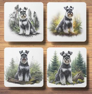 Schnauzer Bos onderzetters met houder beschikbaar voor biedingen