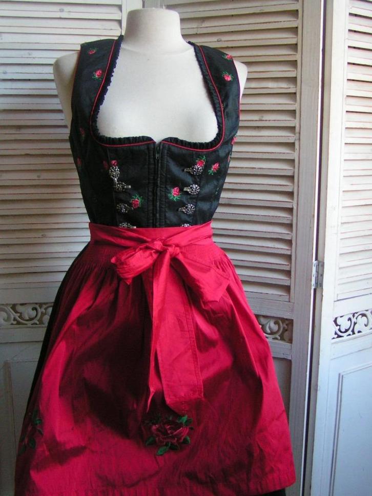 tiroler dirndl jurk en schort maat 38 nr LL 912, Kleding | Dames, Carnavalskleding en Feestkleding, Zo goed als nieuw, Kleding
