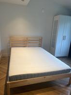 IKEA Bed and Mattress 140x200cm, Huis en Inrichting, Ophalen, Bruin, Tweepersoons, 140 cm