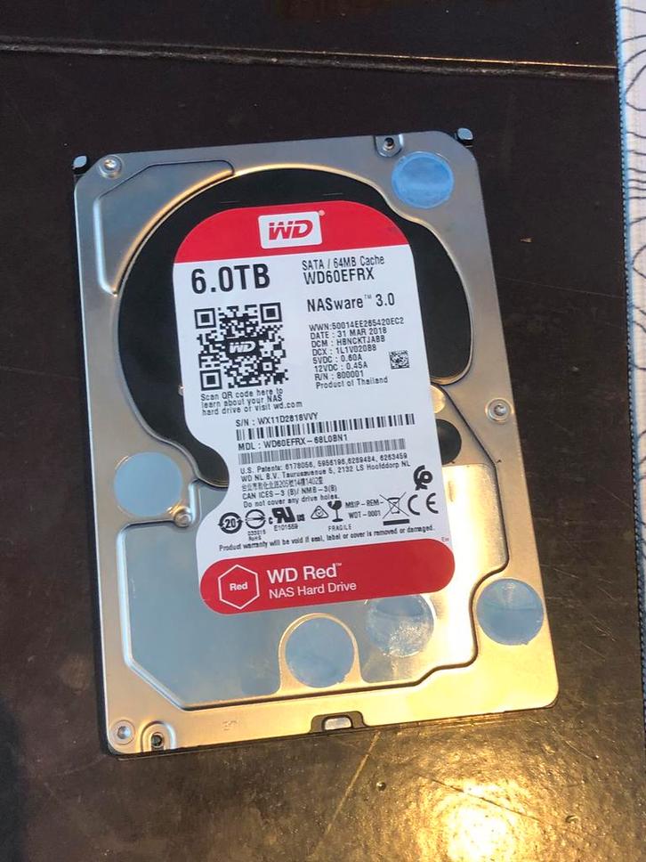 WD Red 6.0TB HDD hard drive, Computers en Software, Harde schijven, Zo goed als nieuw, Ophalen of Verzenden