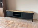 Robuust Zwart TV Meubel met Houten Blad, Huis en Inrichting, Kasten | Televisiemeubels, Ophalen, 150 tot 200 cm, Zo goed als nieuw