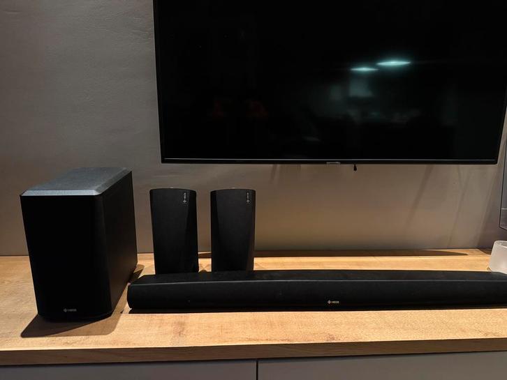 Complete HEOS Denon home-cinema set te koop (los of set), Audio, Tv en Foto, Luidsprekers, Zo goed als nieuw, Subwoofer, 120 watt of meer
