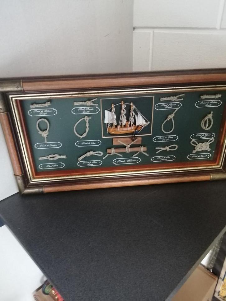 PRACHTIG OUD MARITIEM 3D DIORAMA 67X33 CM MOOIE STAAT, Verzamelen, Scheepvaart, Gebruikt, Gebruiksvoorwerp, Motorboot of Zeilboot