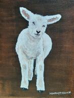 Lammetje schilderij in warme tinten acryl op canvas, Ophalen of Verzenden