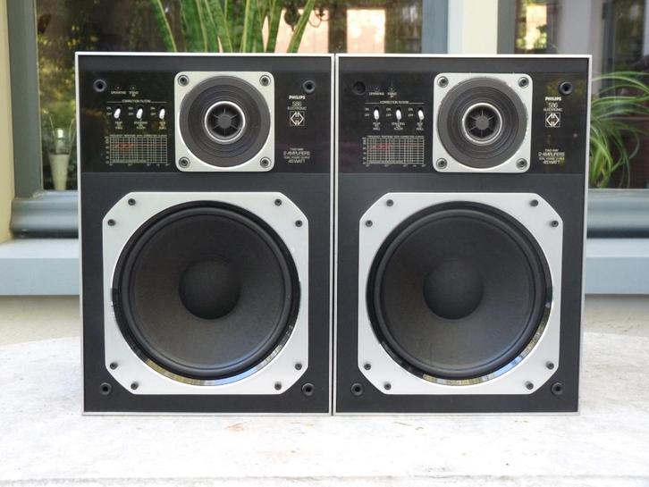 Philips MFB Motional Feedback 586 met revisie 3 mnd garantie, Audio, Tv en Foto, Luidsprekers, Refurbished, Front, Rear of Stereo speakers