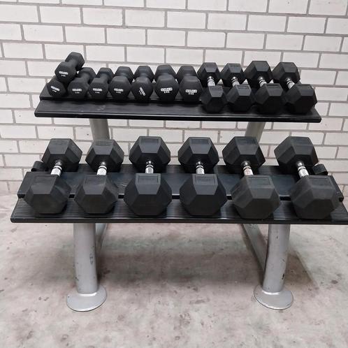 Hexa dumbells set 4 kilo tot 22.5 kilo  rogue en sidea + rek, Sport en Fitness, Fitnessmaterialen, Zo goed als nieuw, Dumbbell