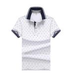 Witte polka dots heren polo (stippen shirt mannen stip), Verzenden, Nieuw, Wit