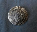 Ronde zilveren broche m krijger / Azteek Mexico diam. 2,8 cm, Ophalen of Verzenden, Zilver