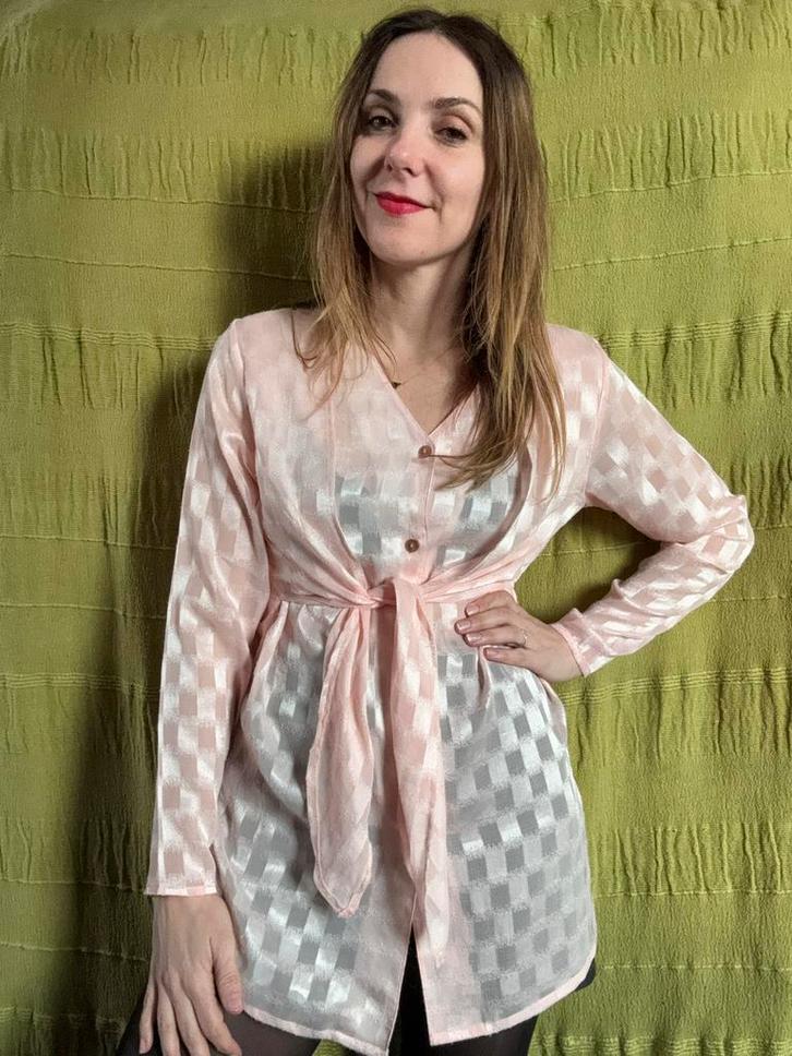 Vintage blouse- lichtroze - roze- 32/34 XXS/XS, Kleding | Dames, Blouses en Tunieken, Gedragen, Maat 34 (XS) of kleiner, Roze