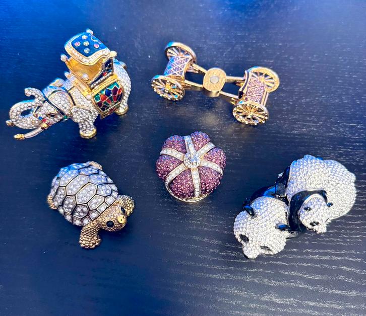 Set pillendoosjes bezet met strass steentjes, Sieraden, Tassen en Uiterlijk, Overige Accessoires, Nieuw, Ophalen of Verzenden