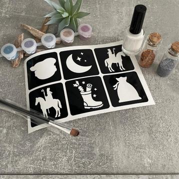 Glittertattoo schmink sjablonen sinterklaas set van 6 beschikbaar voor biedingen