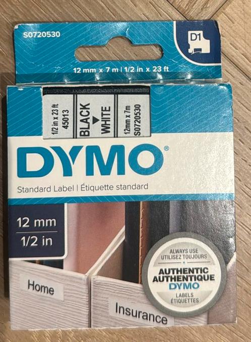 DYMO-standard label-S0720530/45013-12mm x 7m-D1-blackwhite, Computers en Software, Labelprinters, Nieuw, Tape-label, Ophalen of Verzenden