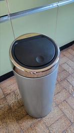 BRABANTIA Touch Bin prullenbak. 30 liter. Grijs chroom., Gebruikt, 50 tot 75 cm, Ophalen of Verzenden, Rvs