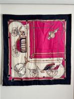 Loredano vintage zijden sjaal met koetsen dessin, Ophalen of Verzenden, Sjaal, Zo goed als nieuw