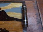 Art deco dienblad met afbeelding achter glas, hert, Ophalen of Verzenden