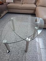 Glazen Salontafel met rvs Poten, Huis en Inrichting, Tafels | Salontafels, Ophalen, 50 tot 100 cm, 50 tot 100 cm, Overige vormen