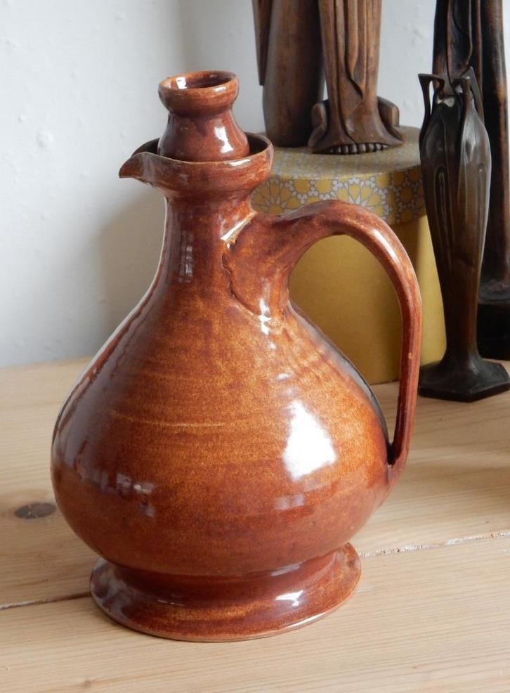 Bijzondere kan met stop  ...... gemerkt met monogram J.R, Antiek en Kunst, Antiek | Keramiek en Aardewerk, Ophalen of Verzenden
