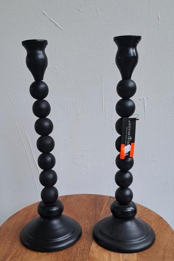 NIEUW: HOUSE OF NATURE -Zwarte Houten Kandelaar - 37cm beschikbaar voor biedingen