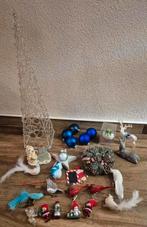 Kerstspullen, vogeltjes, houten hangers, kaarsen, rendier, Ophalen of Verzenden, Zo goed als nieuw