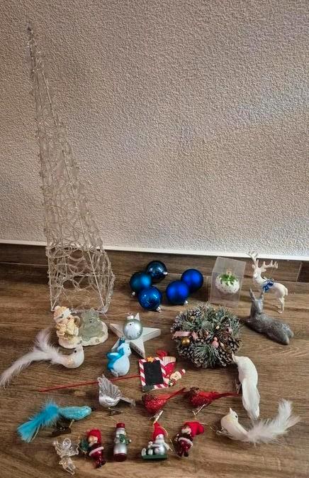 Kerstspullen, vogeltjes, houten hangers, kaarsen, rendier, Diversen, Kerst, Zo goed als nieuw, Ophalen of Verzenden