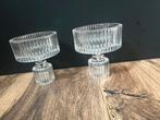 2 Unieke kandelaars van glas, Huis en Inrichting, Woonaccessoires | Kandelaars en Kaarsen, Ophalen of Verzenden, Zo goed als nieuw