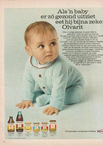retro reclame 1969 Nutricia Olvarit baby ziet er gezond uit beschikbaar voor biedingen