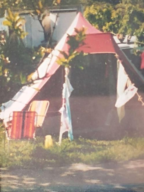 Ruime, stevige katoenen tent voor 4-2 personen, Caravans en Kamperen, Tenten, tot en met 4, Zo goed als nieuw, Ophalen