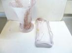 Peter Kaspar Kristal Vaas en schaaltje Roze Gevlamd 21cm hoo, Ophalen of Verzenden