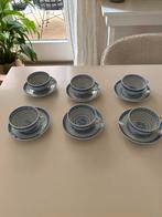 6 Chinese Theekopjes met Schotels Porselein Blauw Wi, Antiek en Kunst, Ophalen